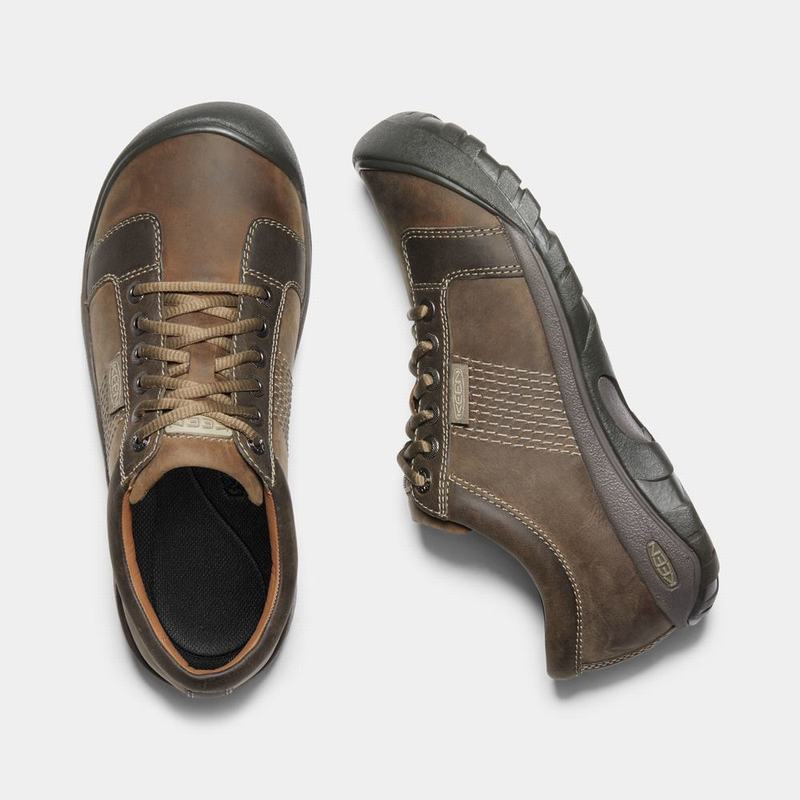 Keen Austin Leather Lace-up Mens Casual Shoes Dark Brown NZ Sale (4605-XTZBN)